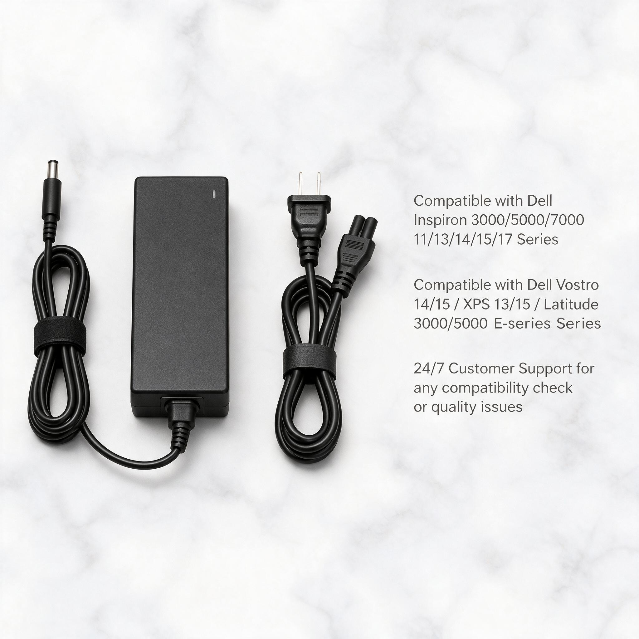 65W 45W Laptop Charger for Dell Inspiron 11 13 15 17 Series 15-3000 15-5000 15-7000 17 13-5000 13-7000 11-3000 14-5000 17-7000 17-3000 17-5000 5570 5558 5559 7359 3452 - AC Power Adapter