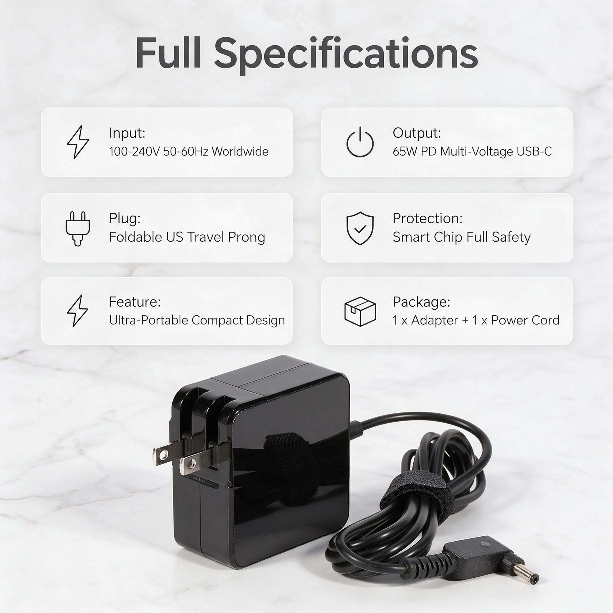65W 45W USB C Laptop Charger Compatible with Asus Chromebook/Zenbook for Lenovo Chromebook/Thinkpad/Yoga, Acer, Steam Deck, Switch, Laptop Charger Type C, Home, Office and Travel