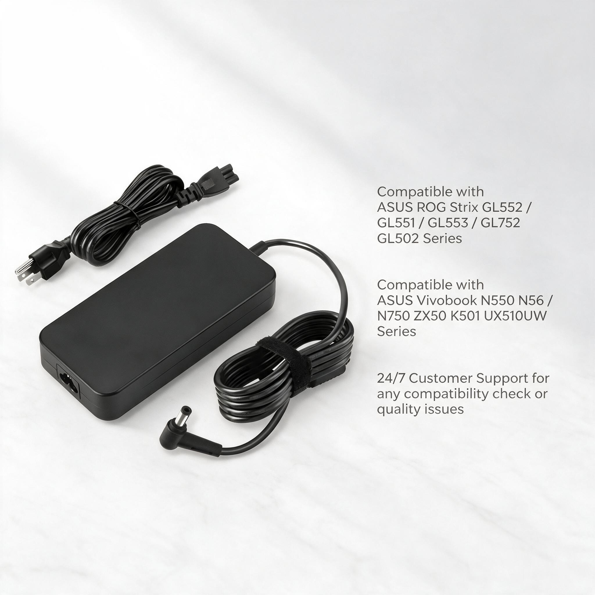 120W Charger Compatible with Asus UX510UW N56J N56VM N56VZ N750 N500 G50 N53S N55 A15-120P1A PA-1121-28 Gaming Laptop Charger 5.5x2.5mm
