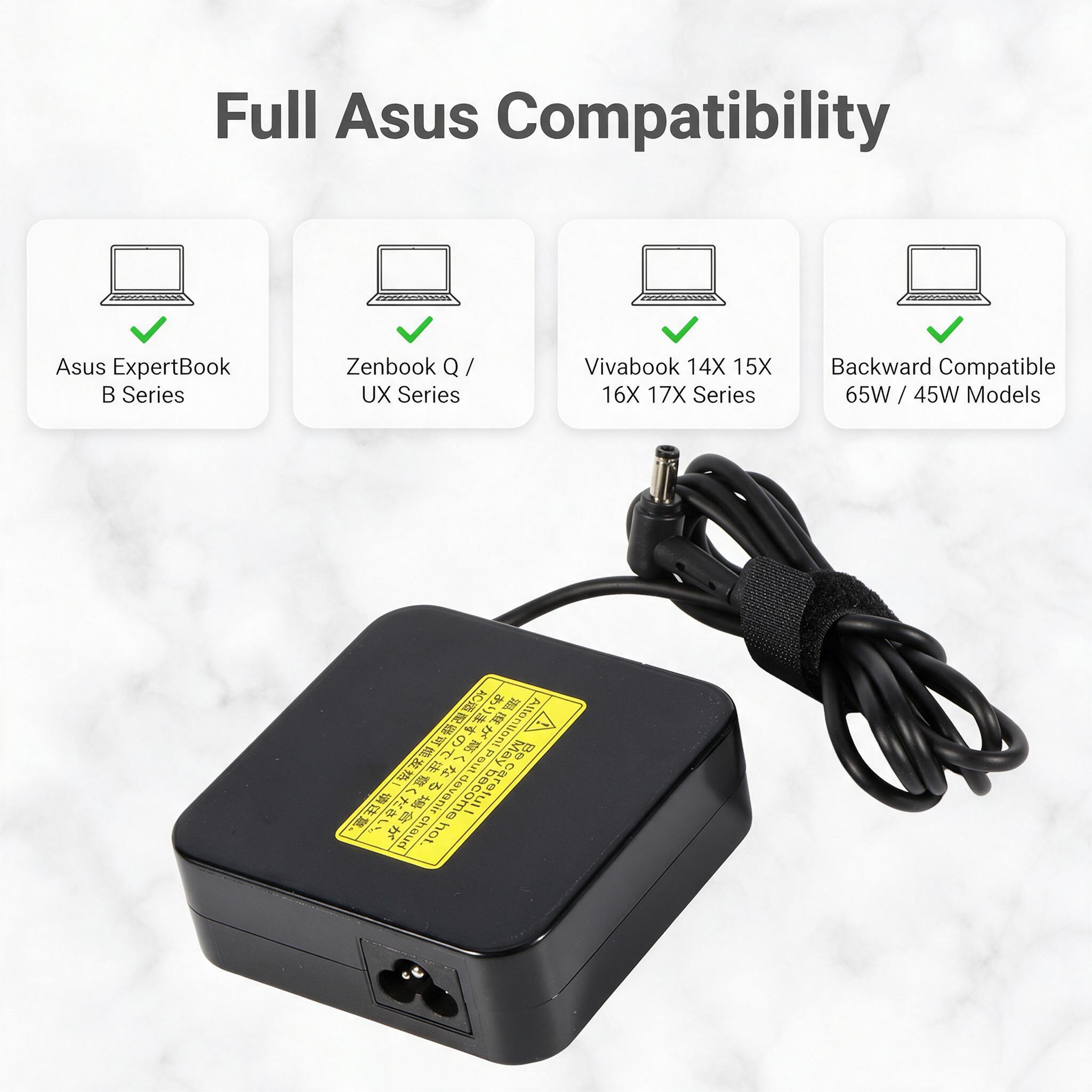 90W 4.5×3.0mm Round Tip Charger for ASUS VivoBook 14X-17X ExpertBookLaptops